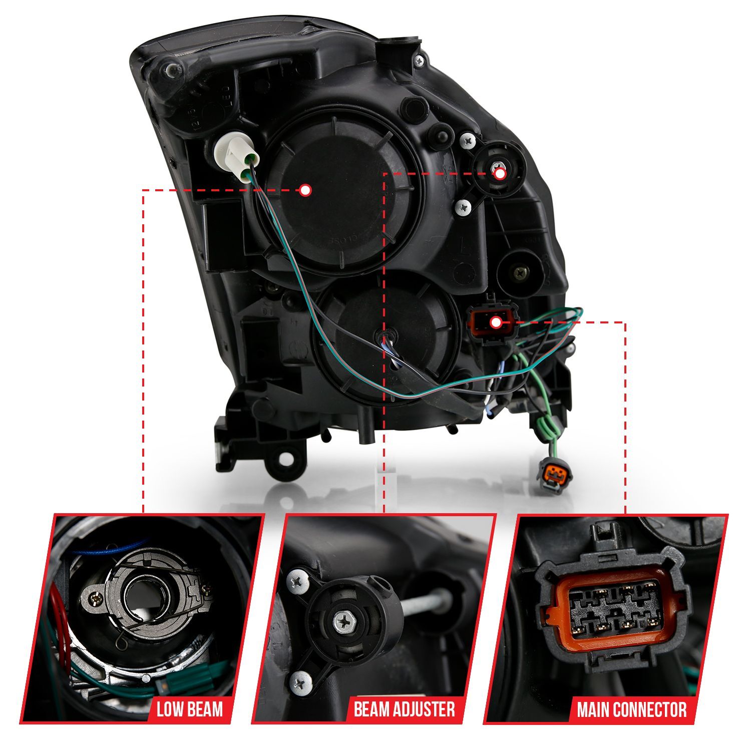 2003-2007 Infiniti G35 2DR Anzo Projector Headlight Plank Style Black (Hid Compatible)