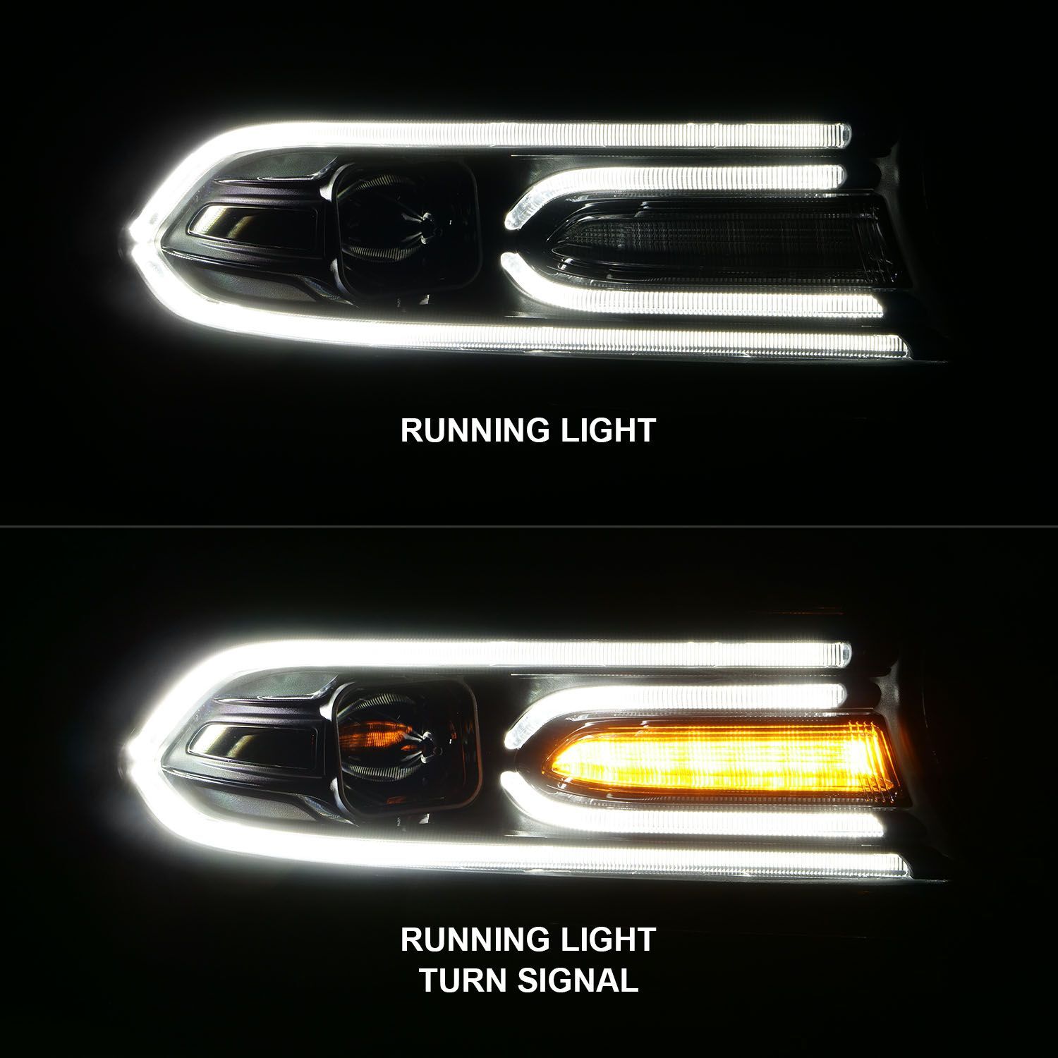 2015-2018 Dodge Charger Anzo Projector Headlights Plank Style Black