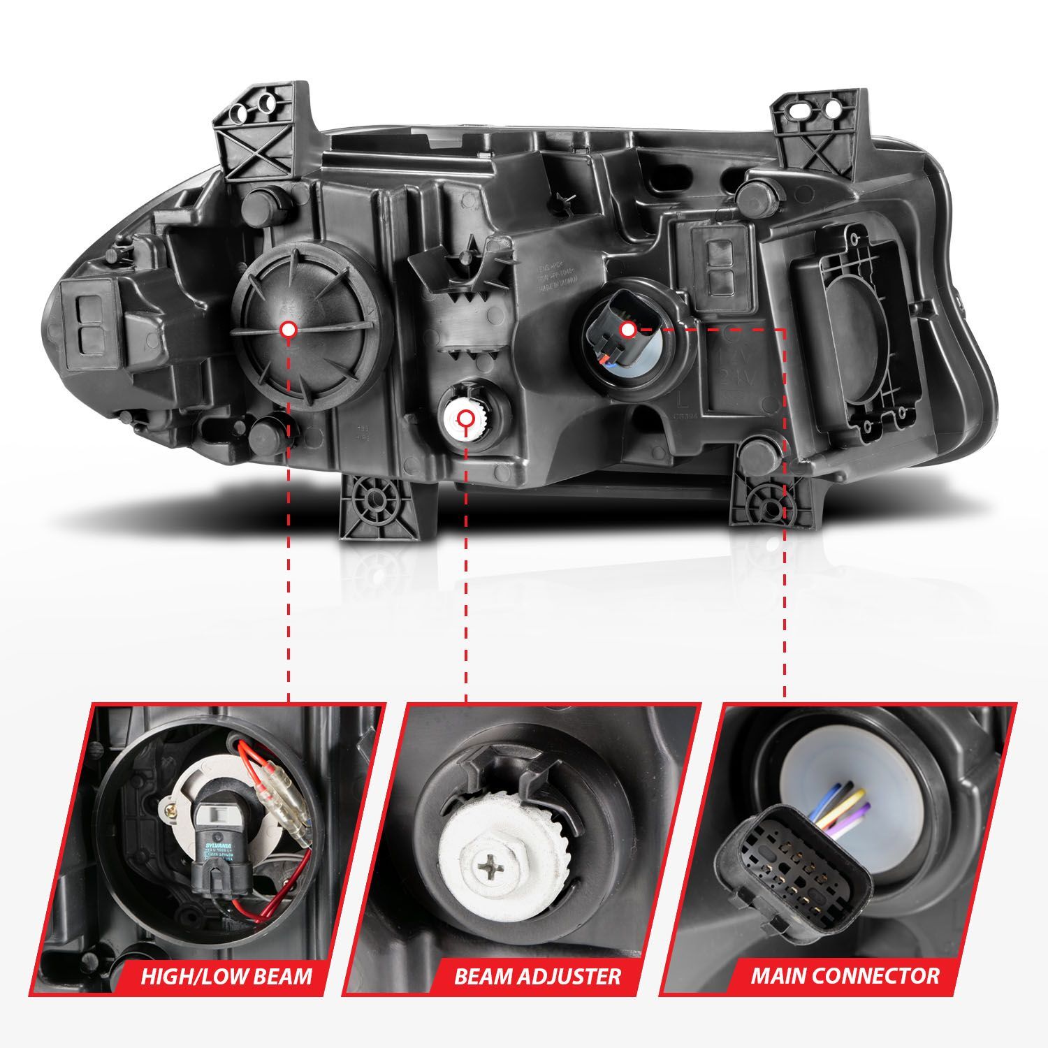 2015-2018 Dodge Charger Anzo Projector Headlights Plank Style Black