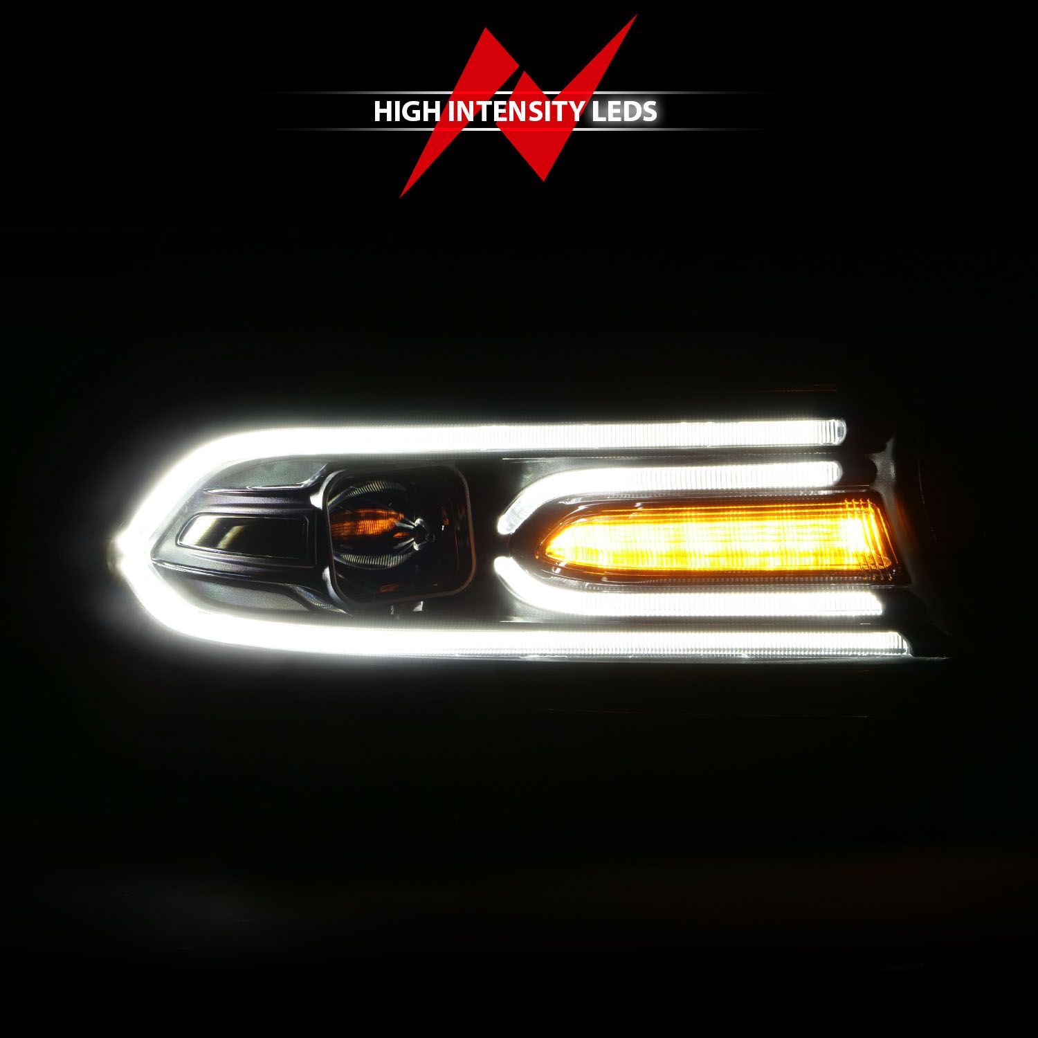 2015-2018 Dodge Charger Anzo Projector Headlights Plank Style Black