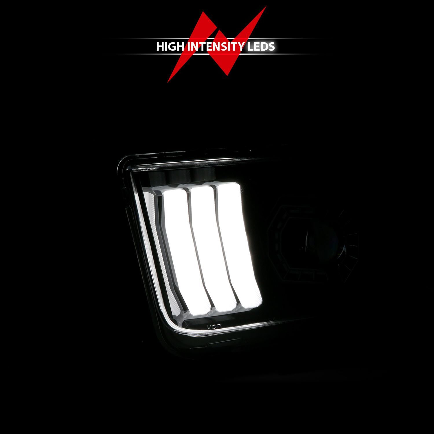 2005-2009 Ford Mustang Anzo Projector Headlights W/ Light Bar Black Housing
