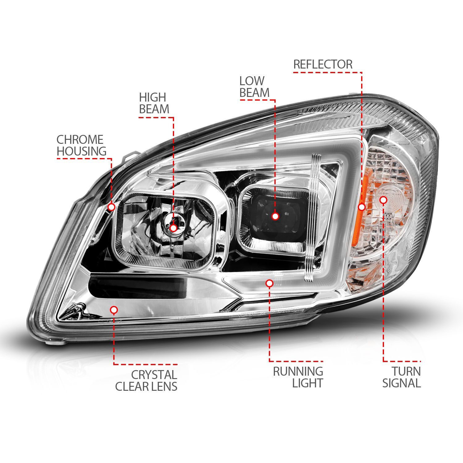 2005-2010 Chevrolet Cobalt Anzo Square Projector LED Bar Black Headlights