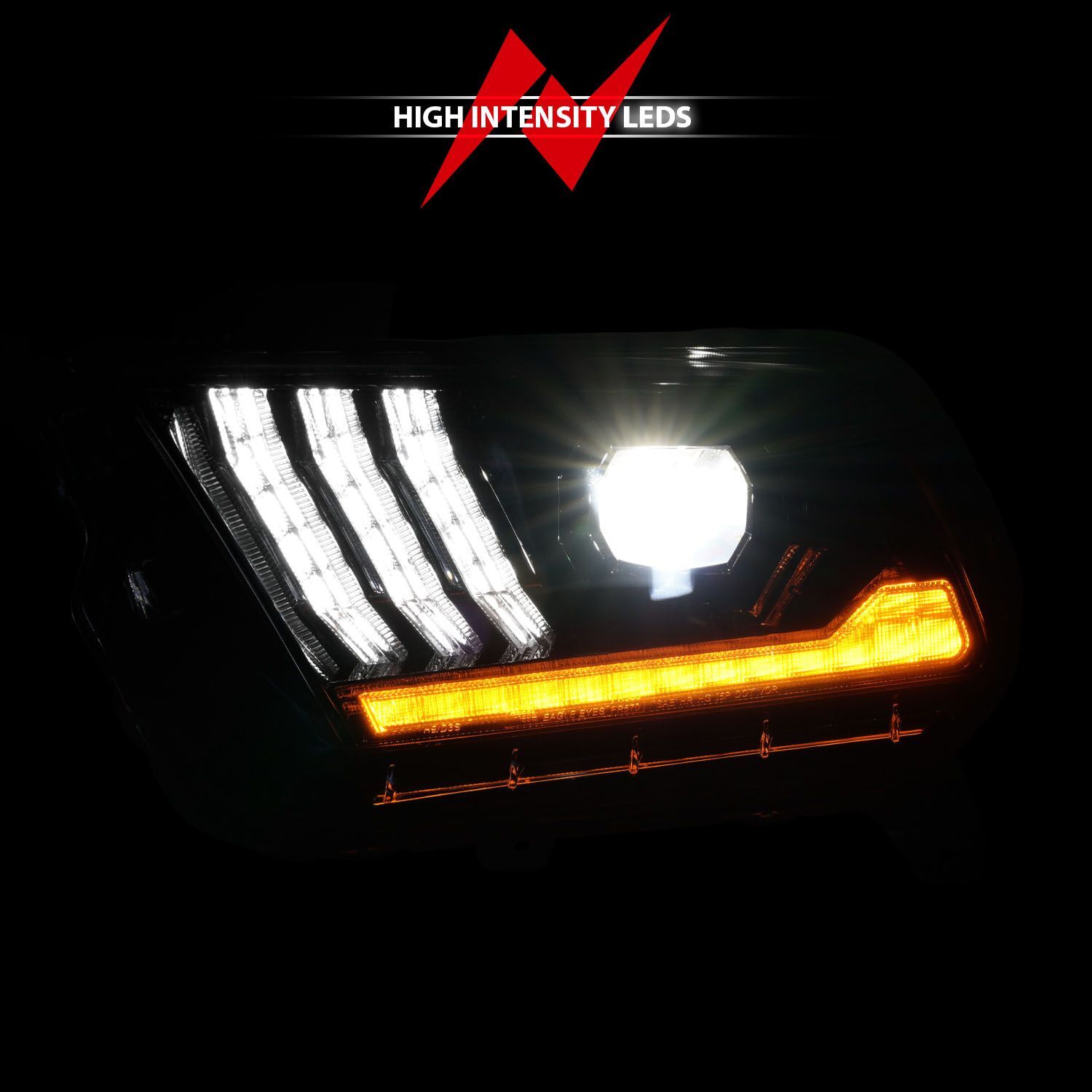 2010-2014 Ford Mustang Anzo Full LED Projector Headlights W/Sequential Light Tube