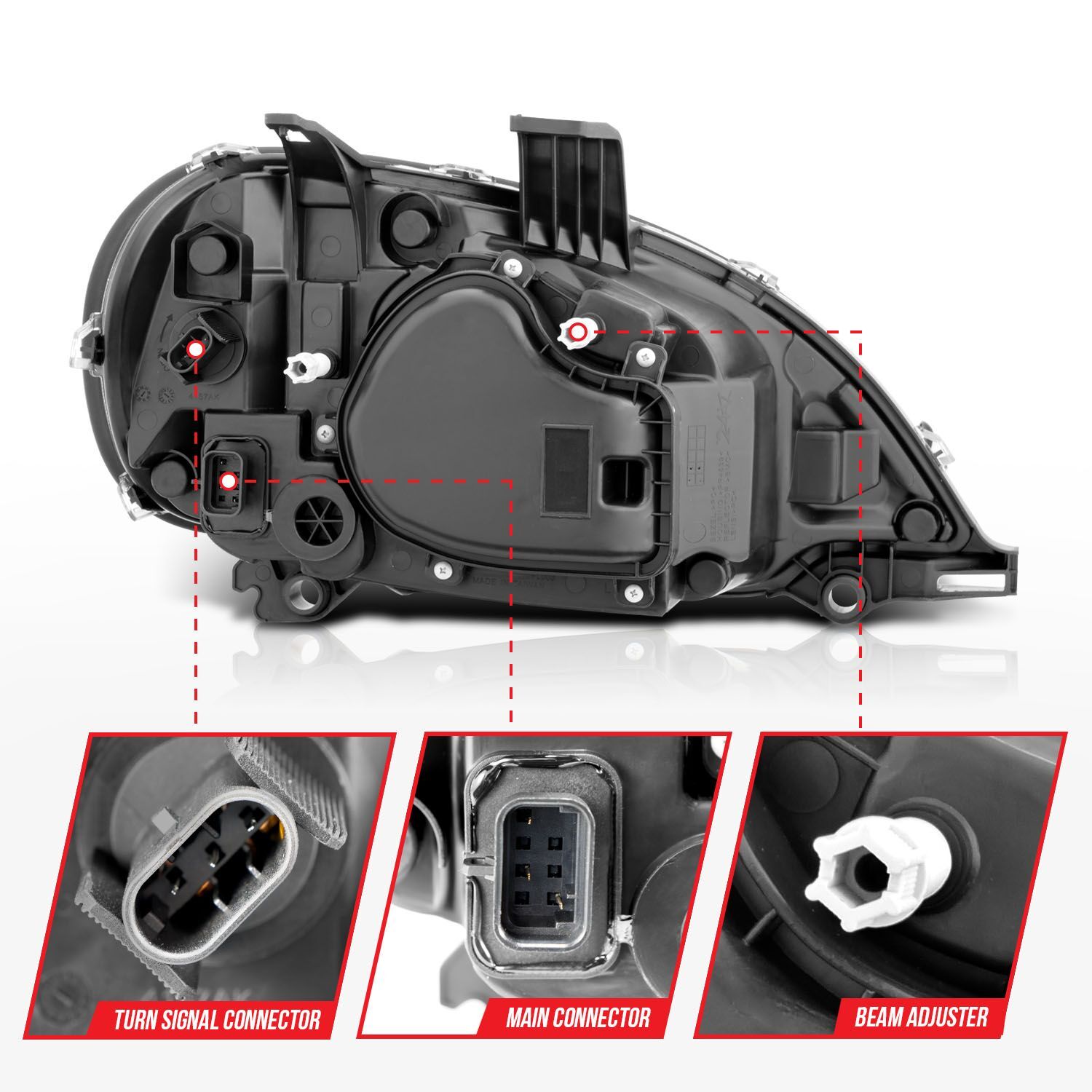 1996-2013 Freightliner Columbia Anzo LED Crystal Headlights Black Housing W/ Clear Lens