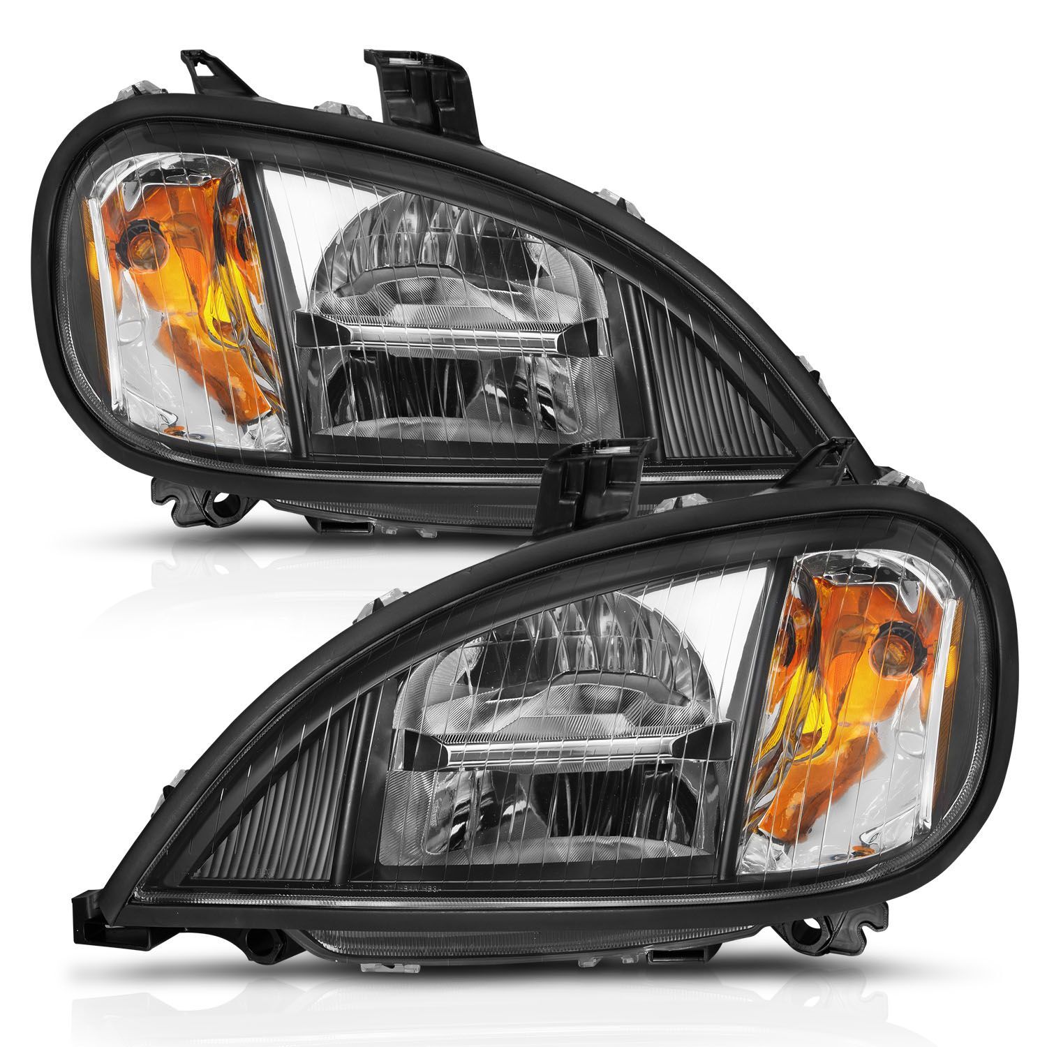 1996-2013 Freightliner Columbia Anzo LED Crystal Headlights Black Housing W/ Clear Lens - 131028