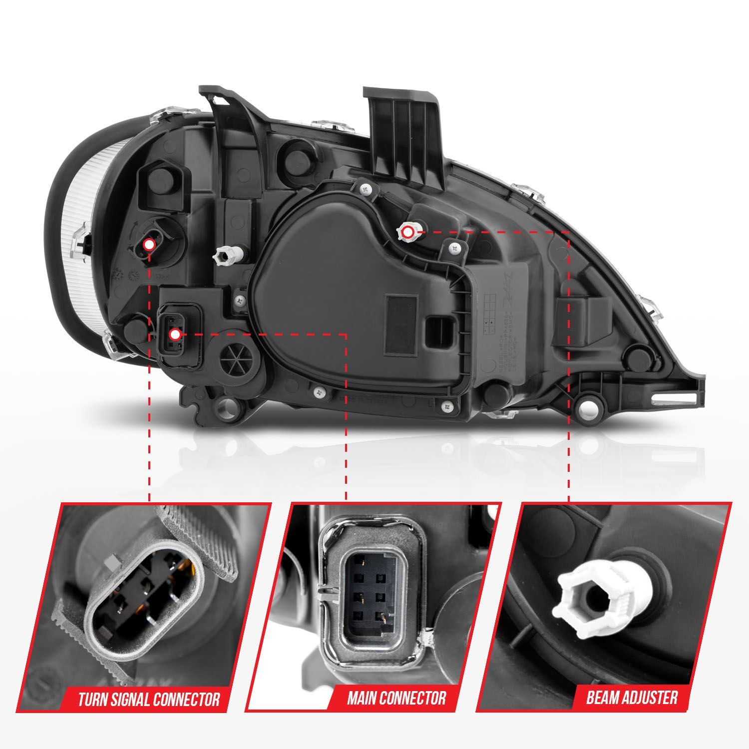 2002-2014 Freightliner M2 Anzo LED Crystal Headlights Black Housing W/ Clear Lens