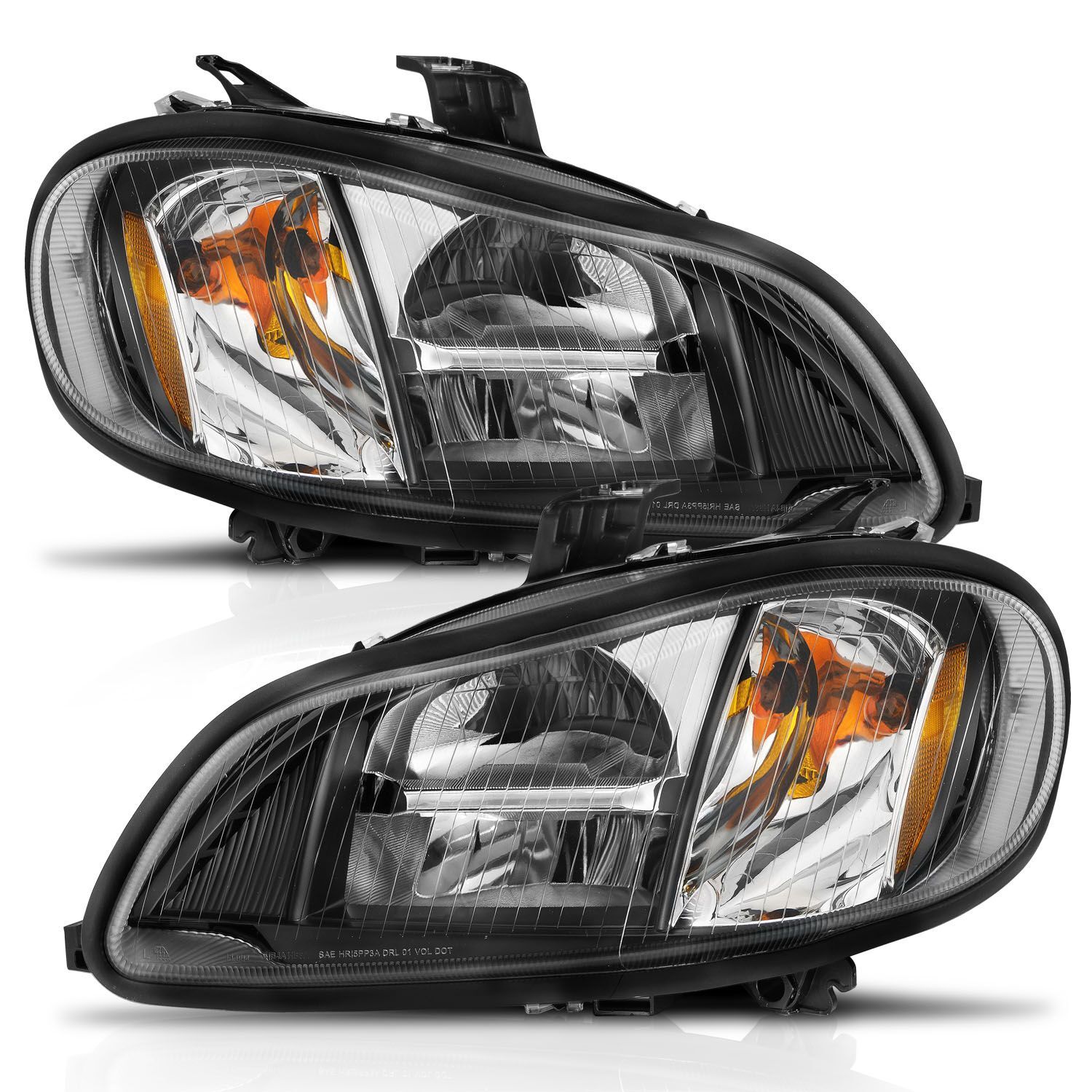 2002-2014 Freightliner M2 Anzo LED Crystal Headlights Black Housing W/ Clear Lens - 131030