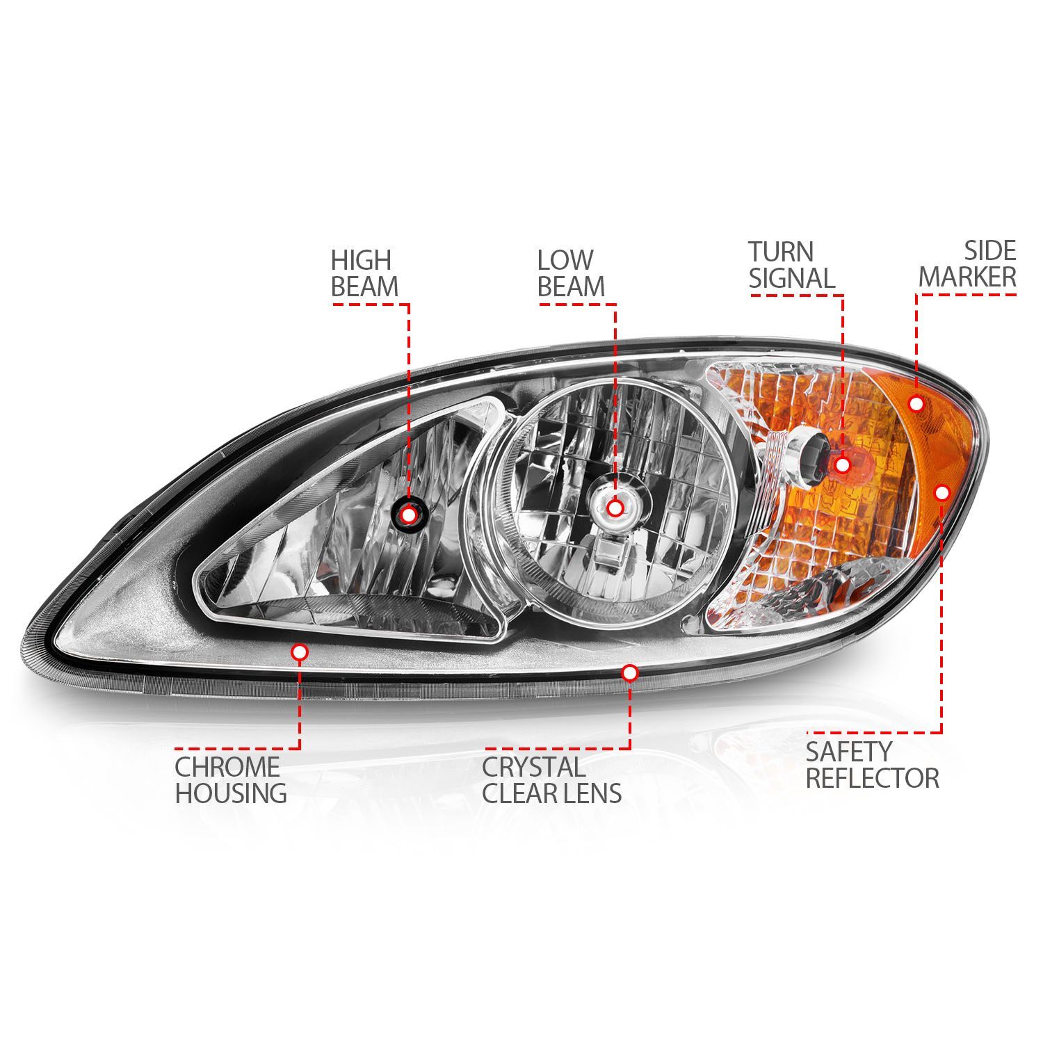 2008-2016 International Prostar Anzo Crystal Headlights Chrome Housing