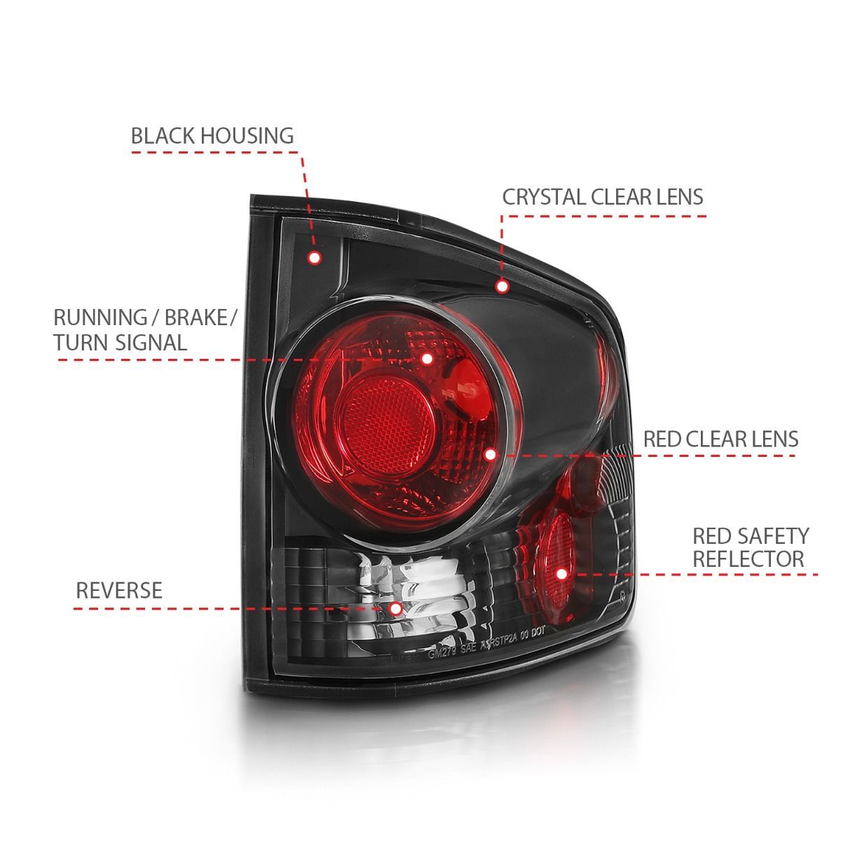 1994-2004 GMC S-10 Anzo Tail Lights Black 3D Style