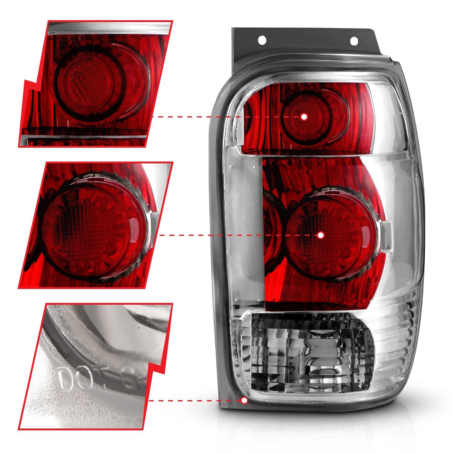 1998-2001 Ford Explorer Anzo Tail Lights Chrome