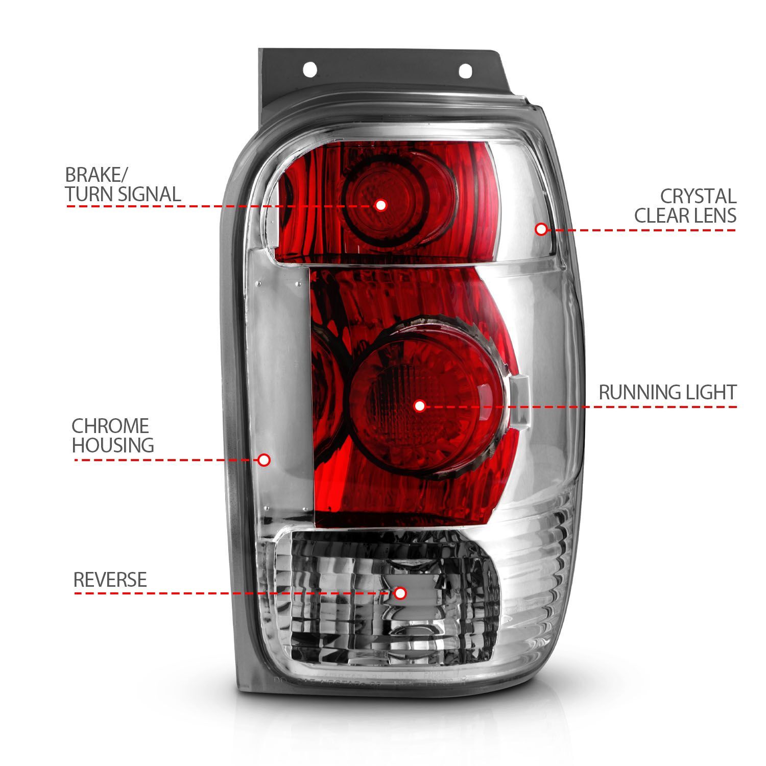 1998-2001 Ford Explorer Anzo Tail Lights Chrome