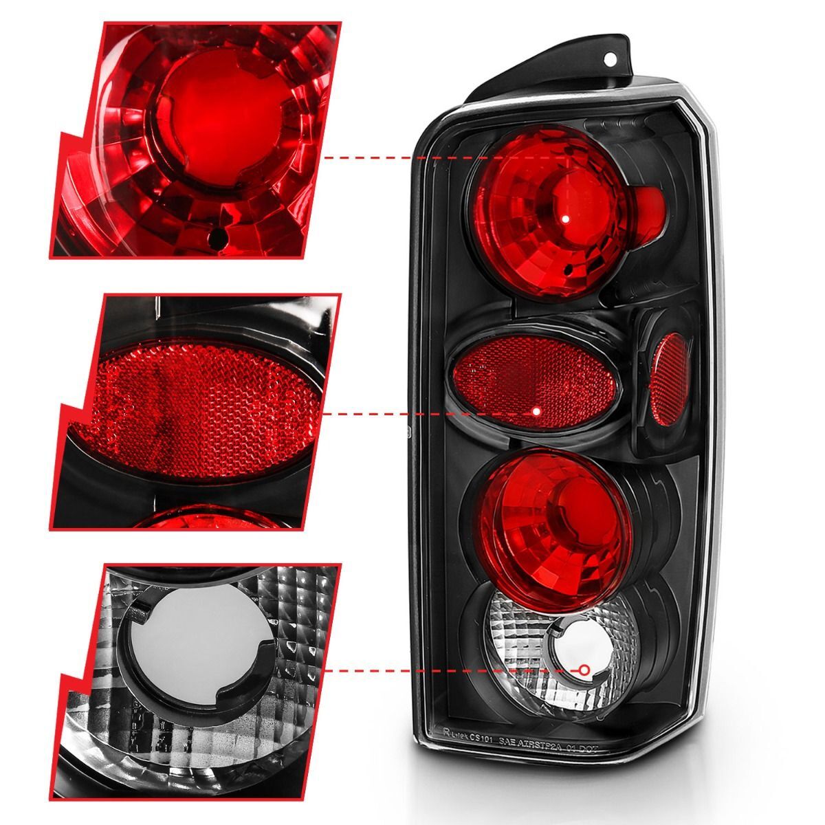1997-2001 Jeep Cherokee Anzo Tail Lights Black