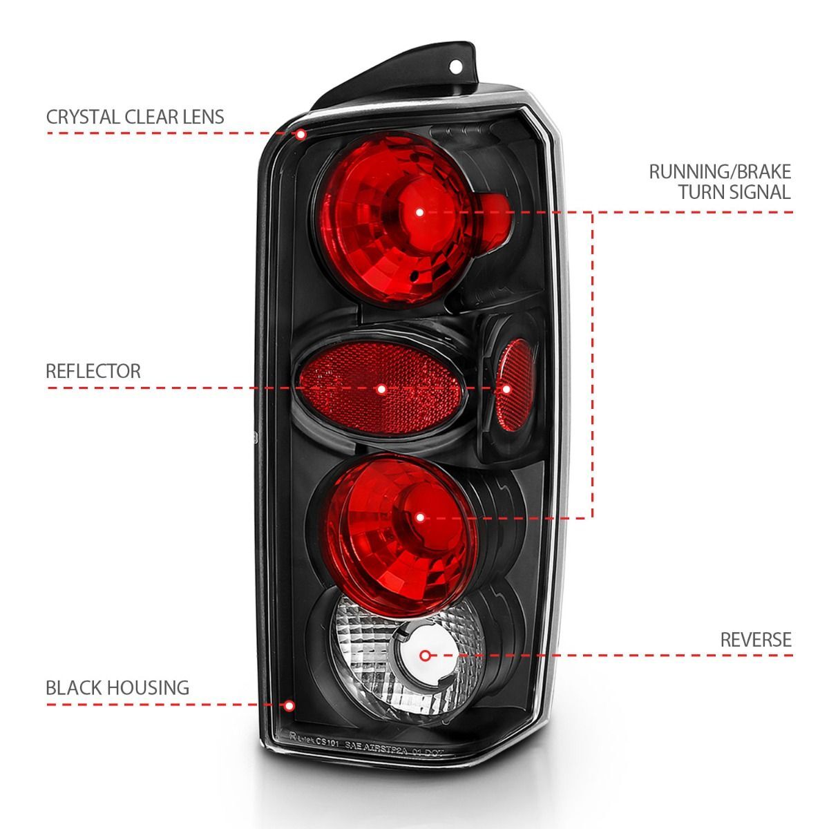 1997-2001 Jeep Cherokee Anzo Tail Lights Black