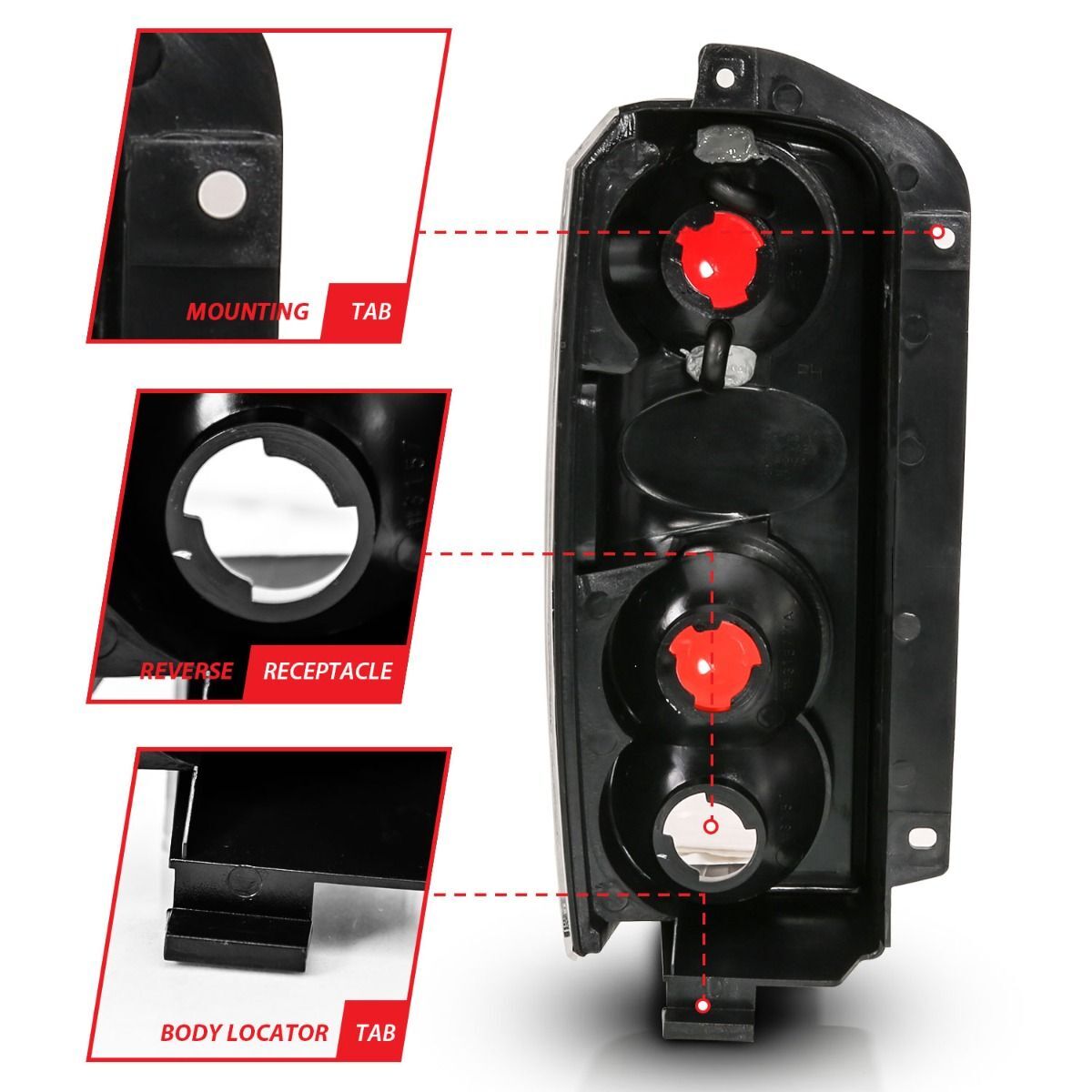 1997-2001 Jeep Cherokee Anzo Tail Lights Black