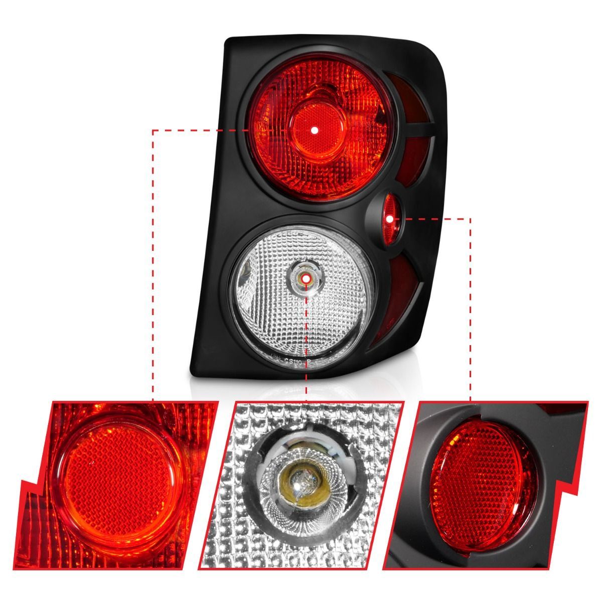 1999-2003 Jeep Grand Cherokee Anzo Tail Lights Black