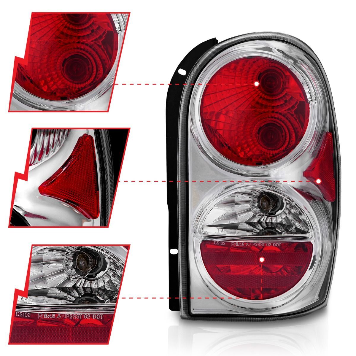 2002-2007 Jeep Liberty Anzo Tail Lights Chrome