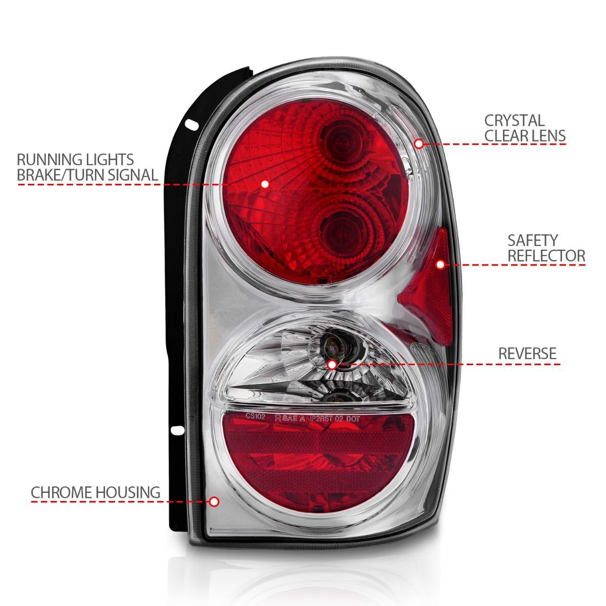 2002-2007 Jeep Liberty Anzo Tail Lights Chrome