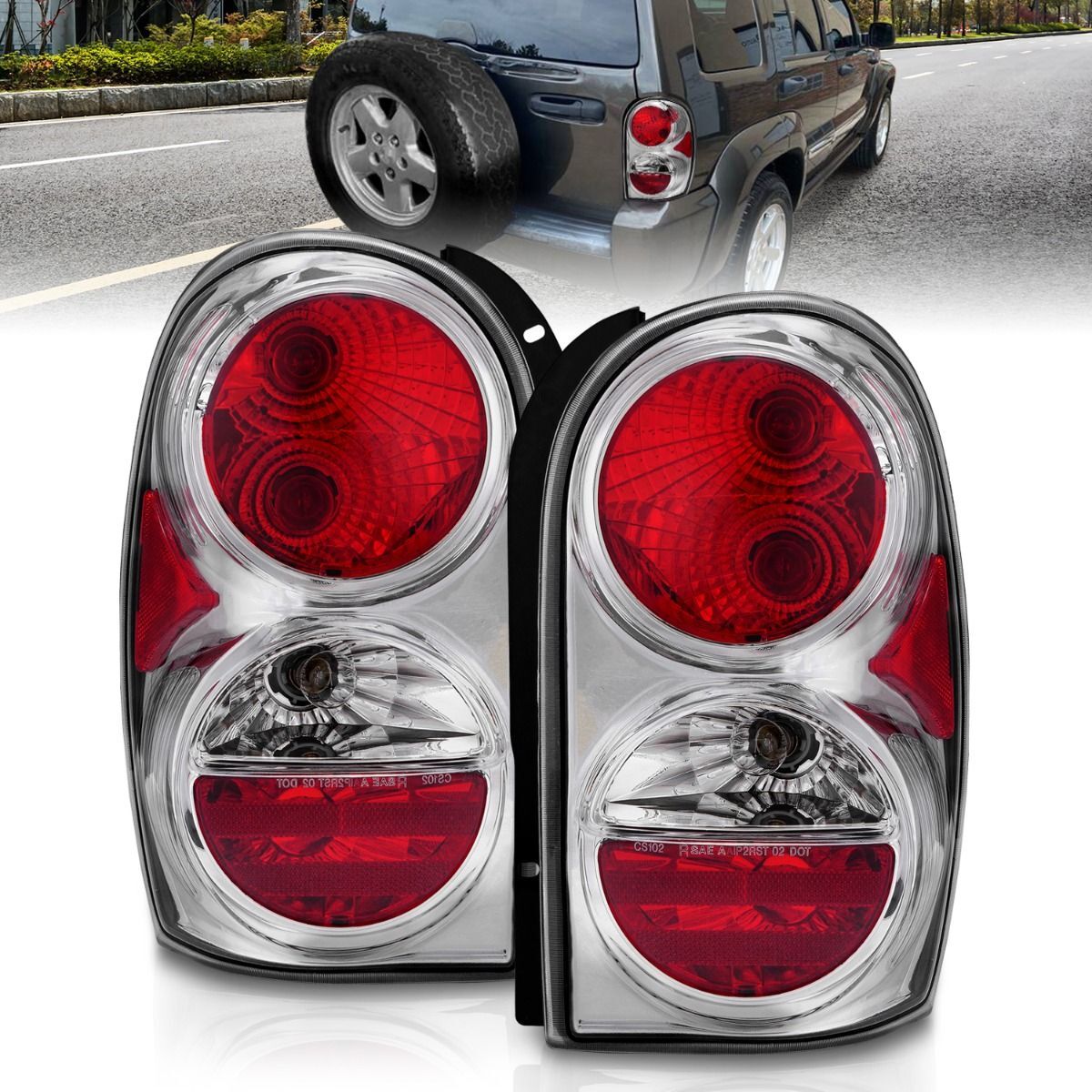 2002-2007 Jeep Liberty Anzo Tail Lights Chrome - 211106