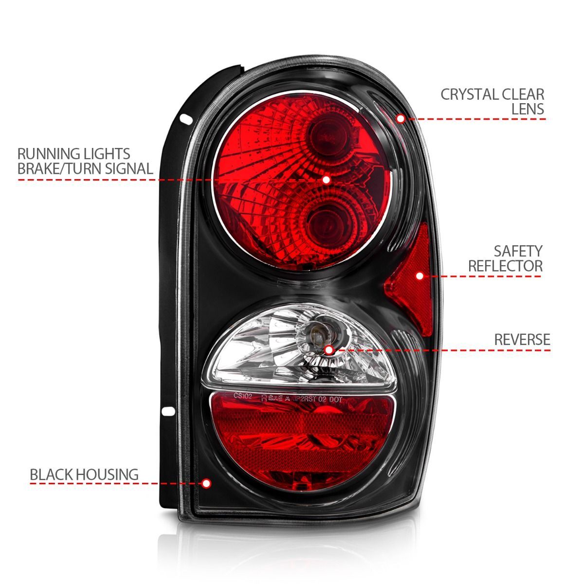 2002-2007 Jeep Liberty Anzo Tail Lights Black