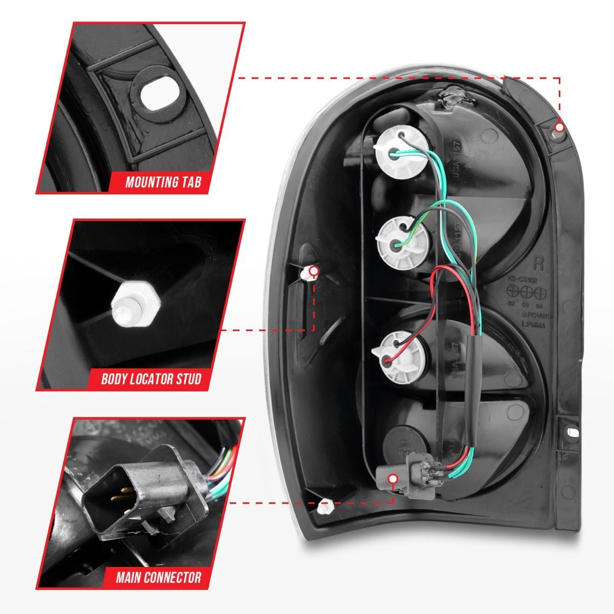 2002-2007 Jeep Liberty Anzo Tail Lights Black
