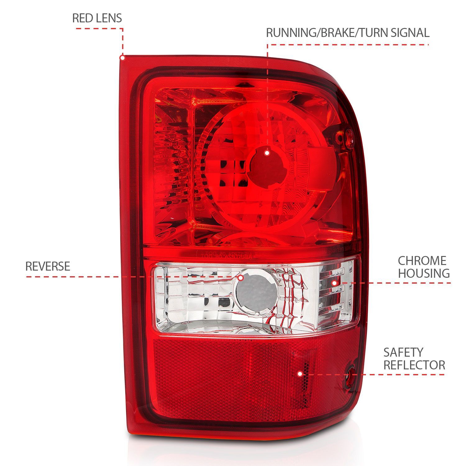 2001-2011 Ford Ranger Anzo Tail Lights W/ Red/Clear Lens