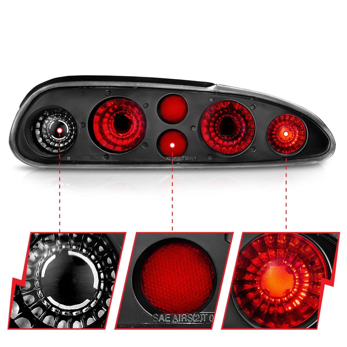 1993-2002 Chevrolet Camaro Anzo Tail Lights Black