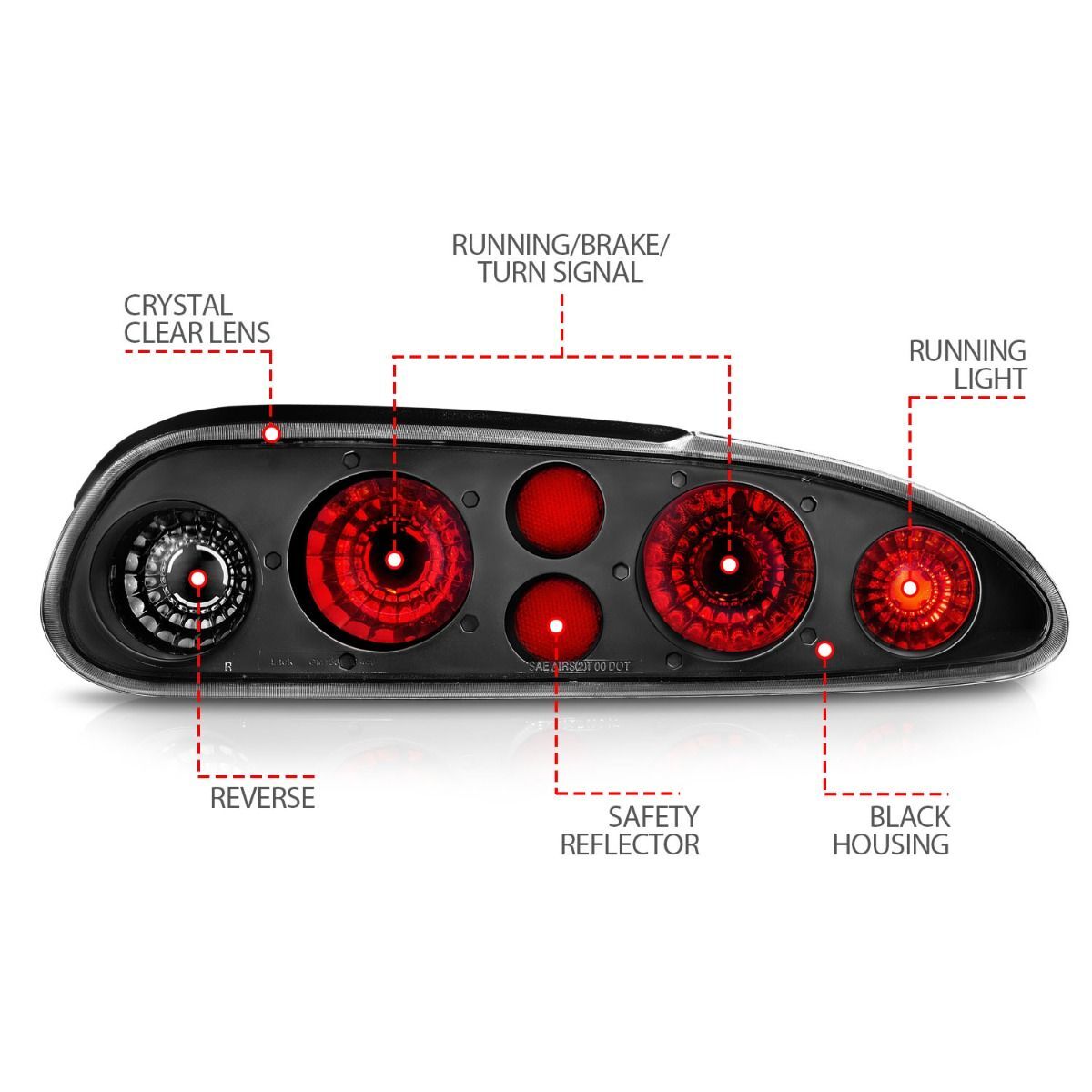 1993-2002 Chevrolet Camaro Anzo Tail Lights Black