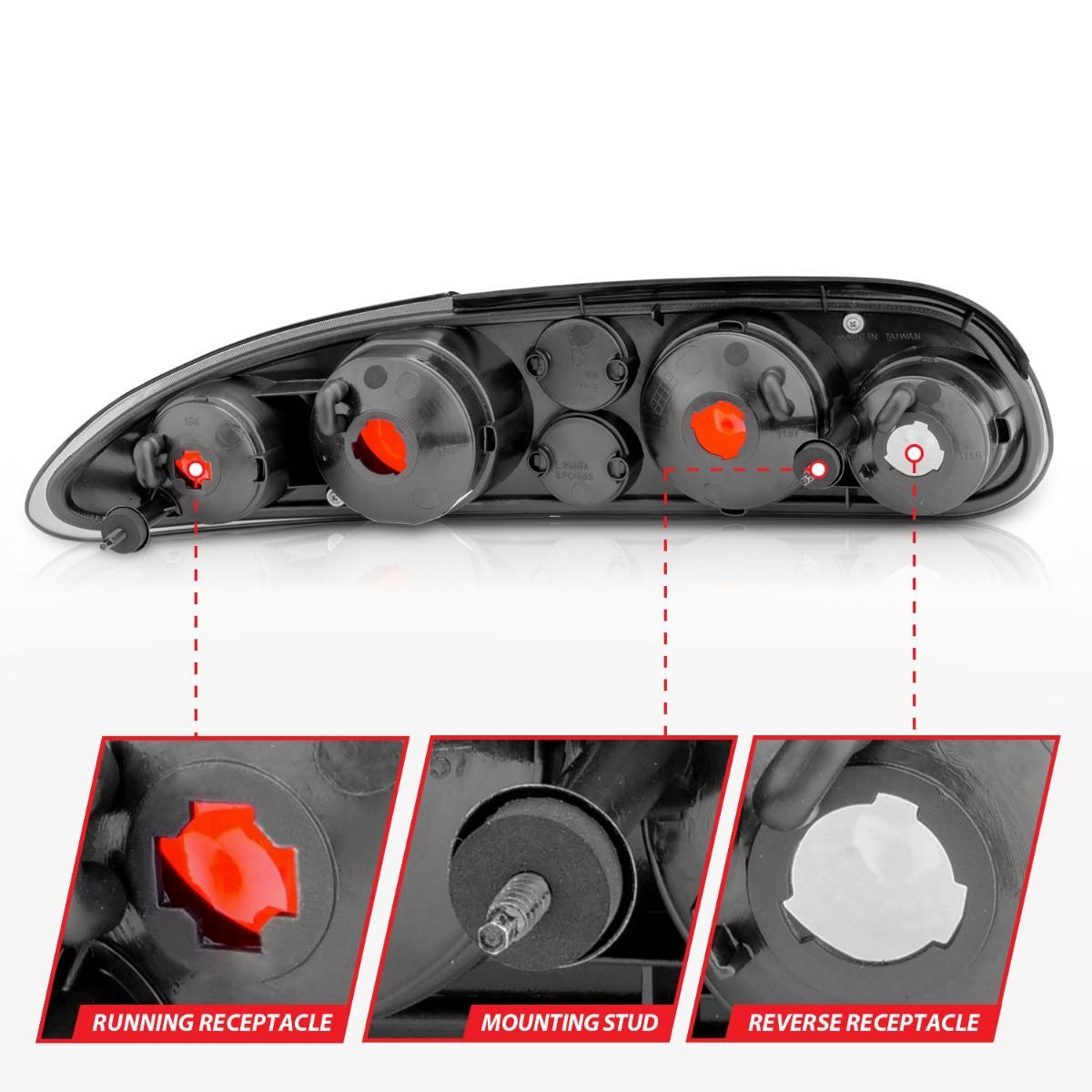 1993-2002 Chevrolet Camaro Anzo Tail Lights Black