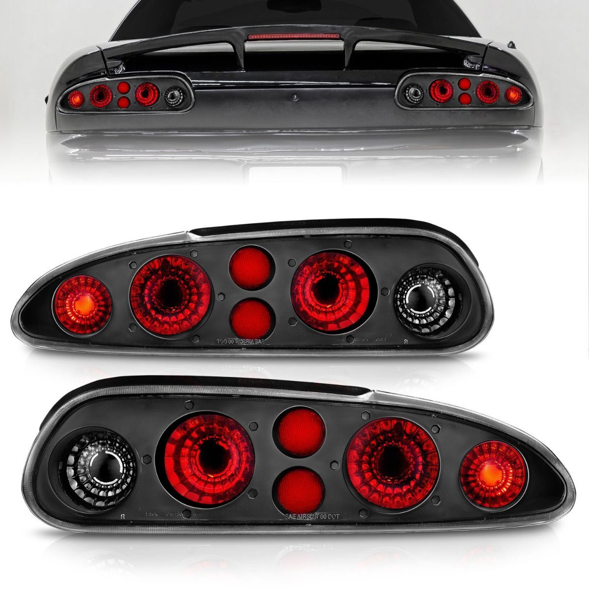 1993-2002 Chevrolet Camaro Anzo Tail Lights Black - 221013