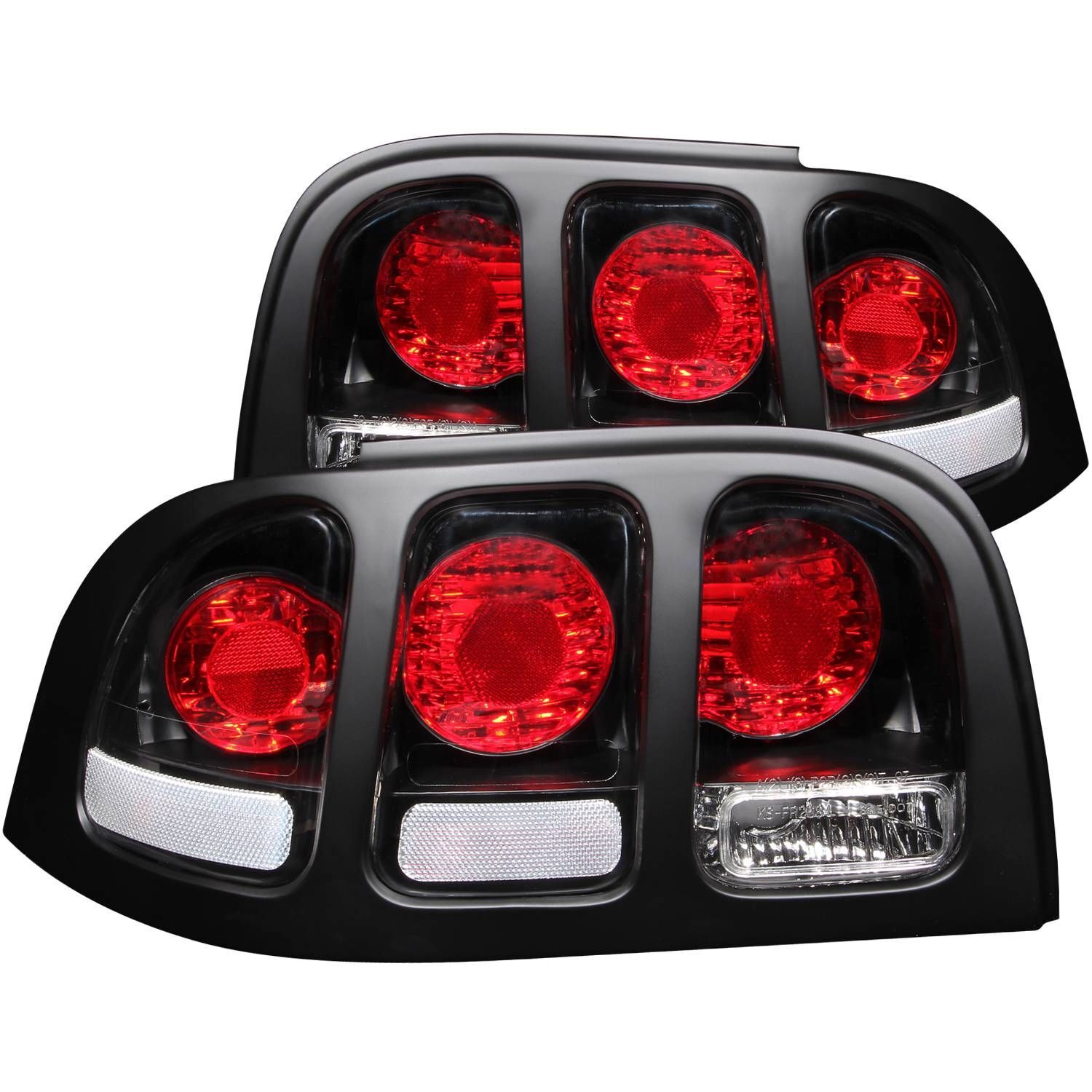 1996-1998 Ford Mustang Anzo Tail Lights Black - 221020