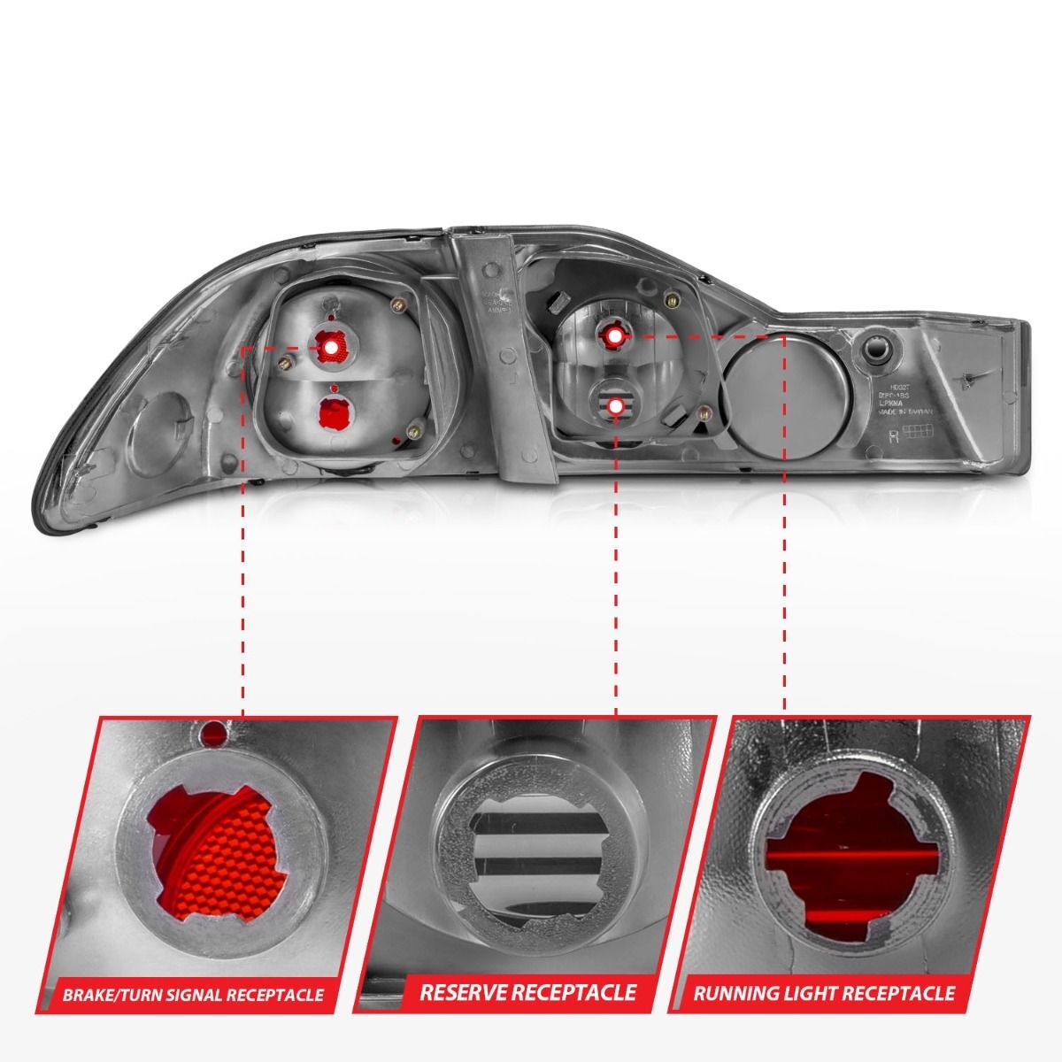 1998-2000 Honda Accord 4DR Anzo Tail Lights Black
