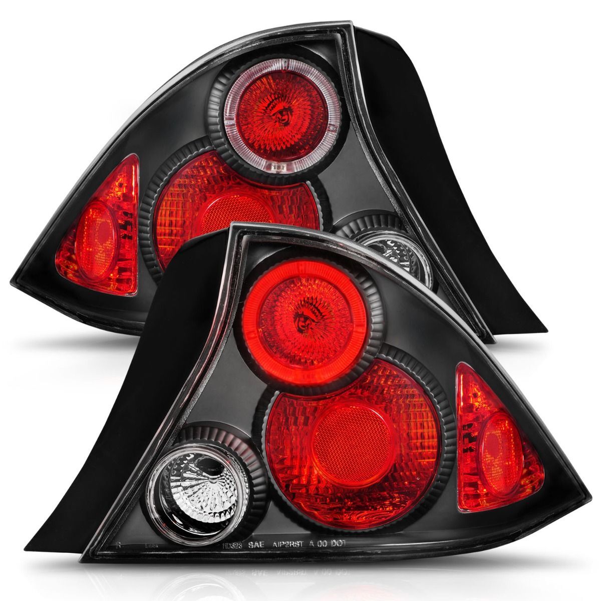 2001-2003 Honda Civic 2DR Anzo Tail Lights Black W/ Halo - 221046