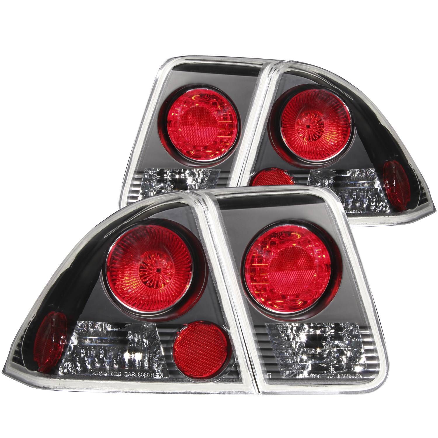 2001-2005 Honda Civic 4DR Anzo Tail Lights Black - 221048