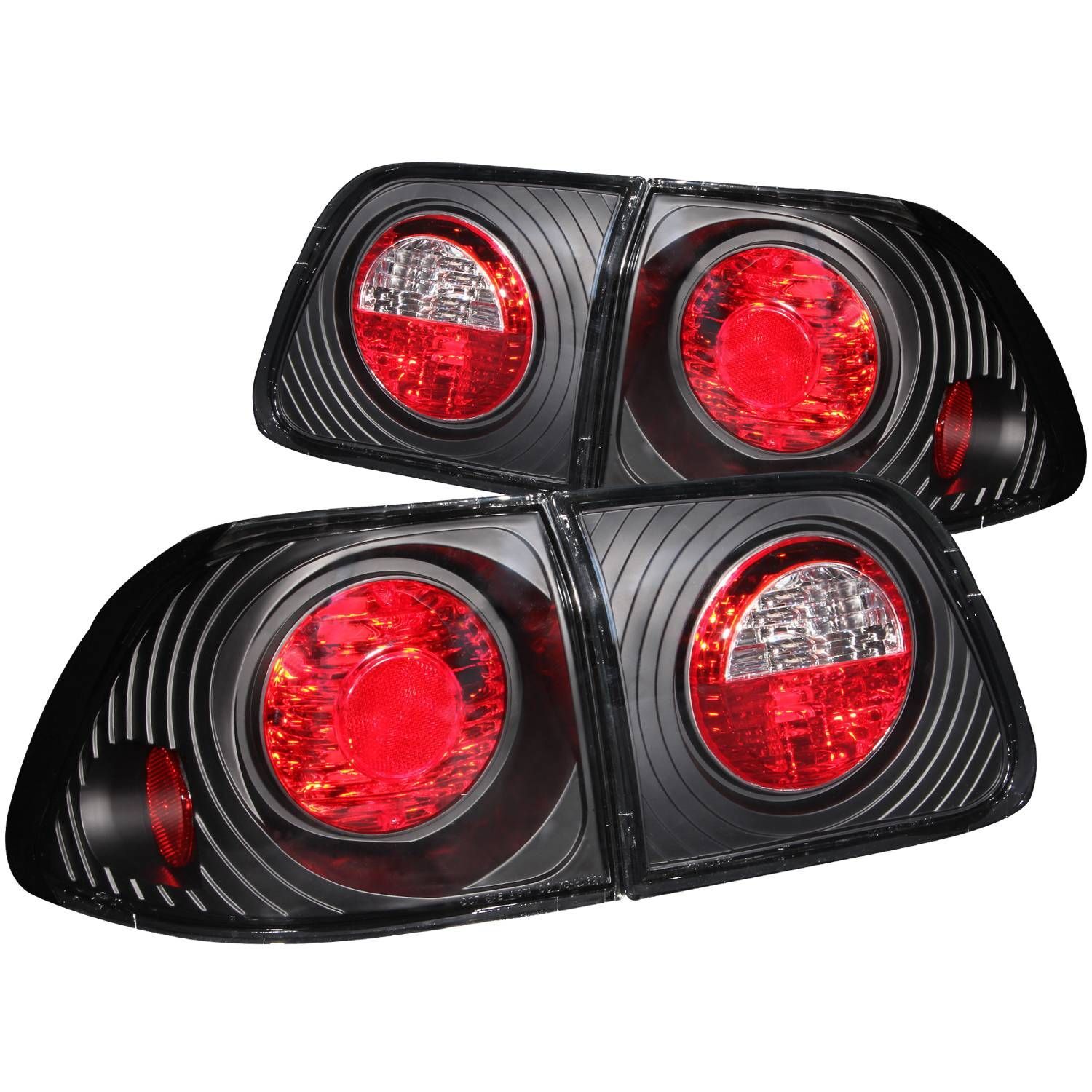 1999-2000 Honda Civic 4DR Anzo Tail Lights Black - 221068