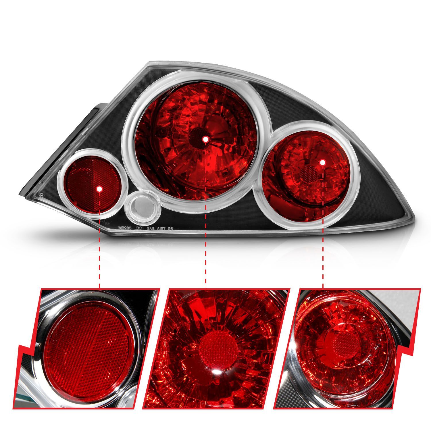 2000-2005 Mitsubishi Eclipse Anzo Tail Lights Black