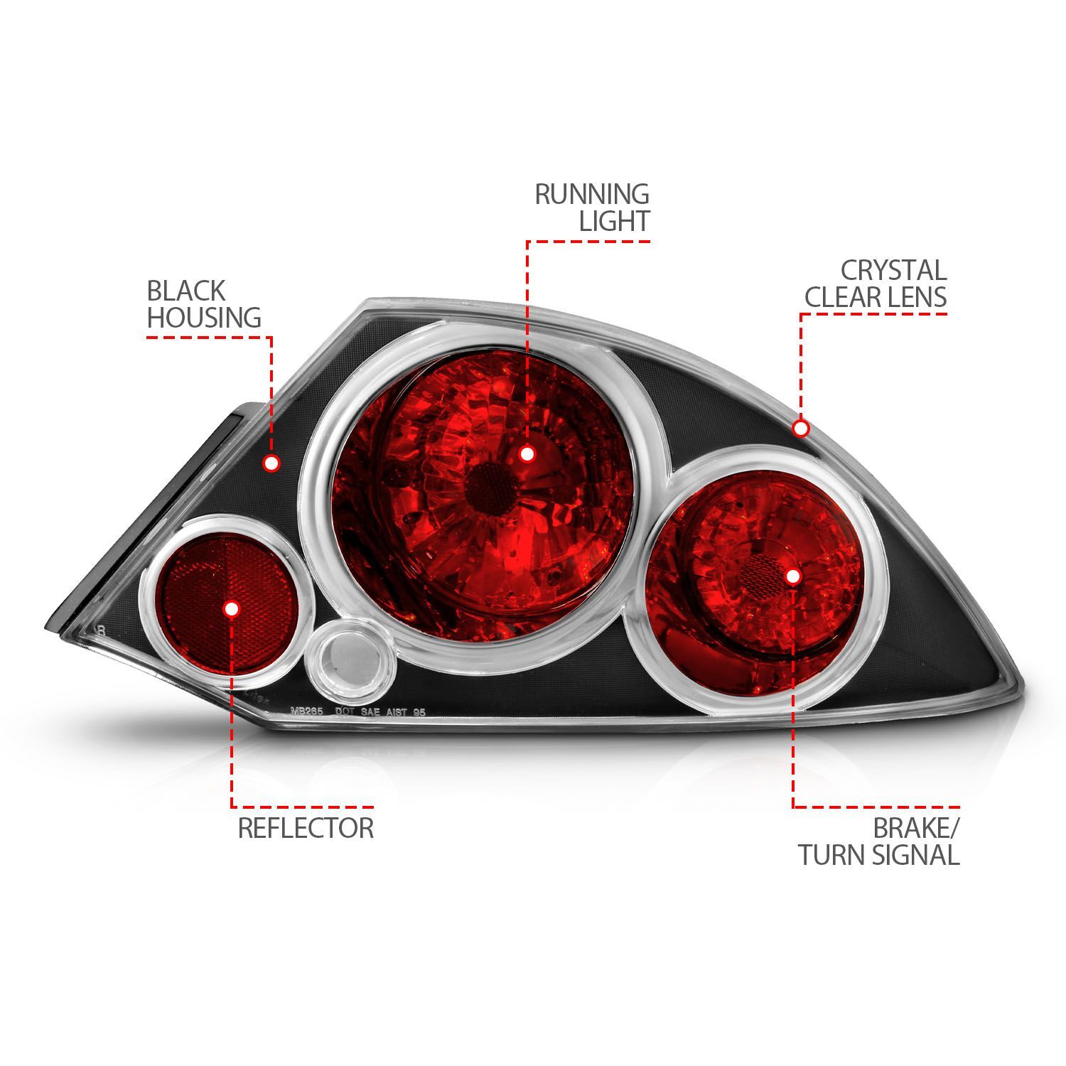 2000-2005 Mitsubishi Eclipse Anzo Tail Lights Black
