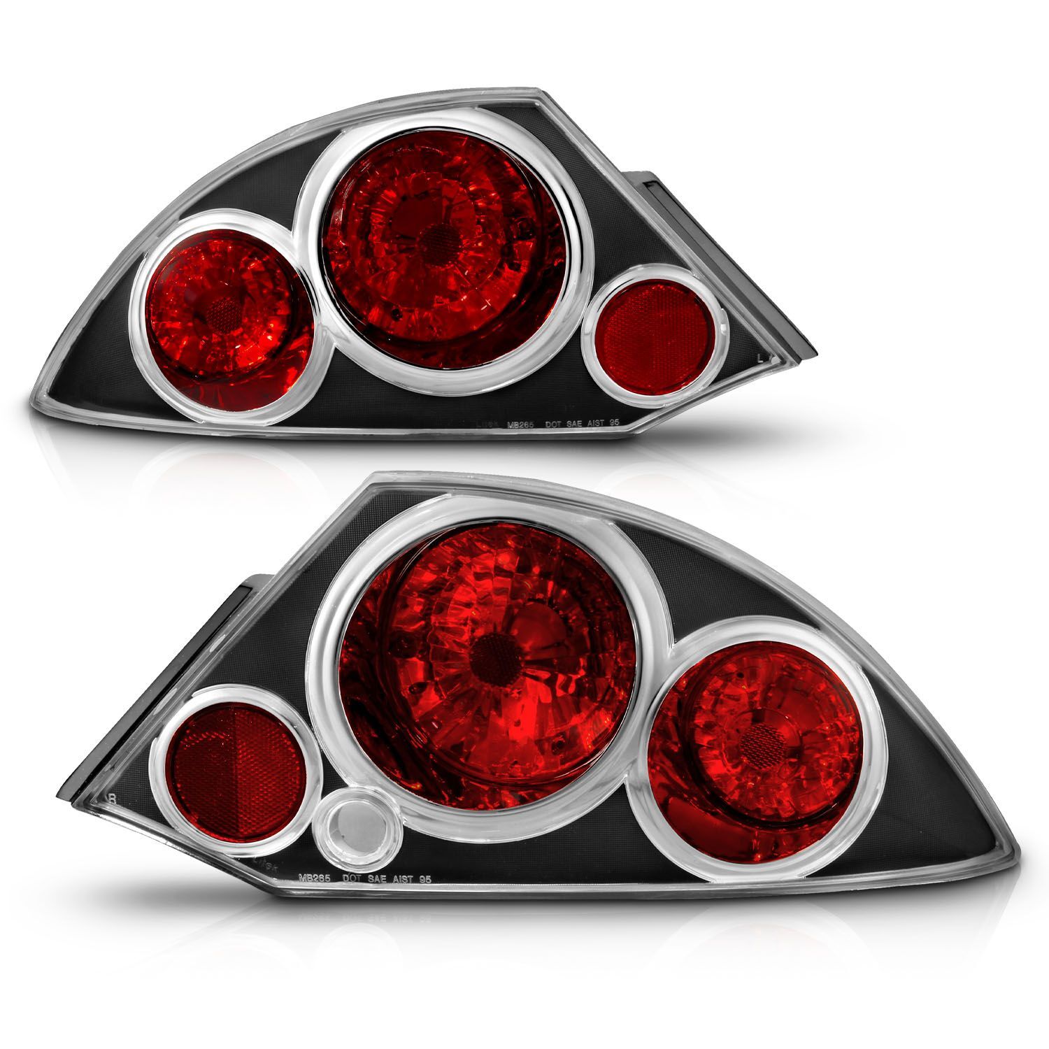 2000-2005 Mitsubishi Eclipse Anzo Tail Lights Black - 221081