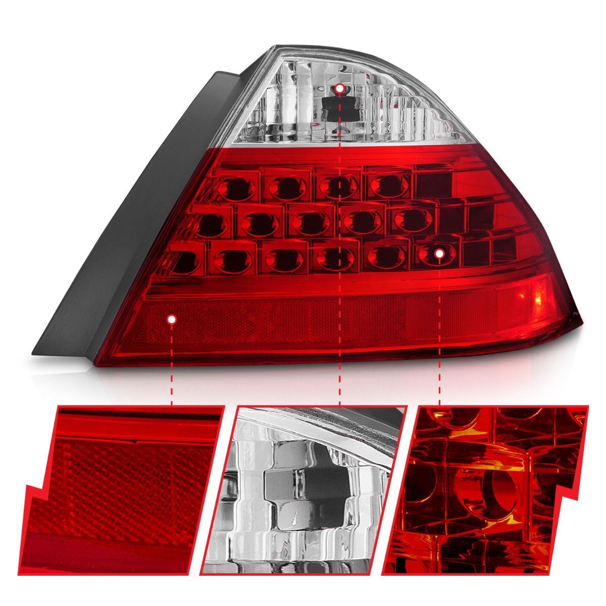2006-2007 Honda Accord 4DR Anzo Tail Lights Red/Clear