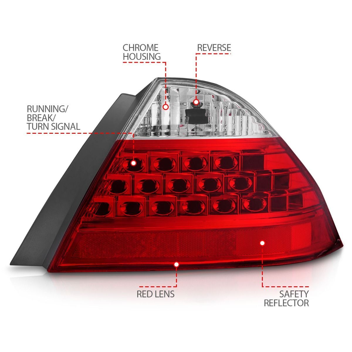 2006-2007 Honda Accord 4DR Anzo Tail Lights Red/Clear