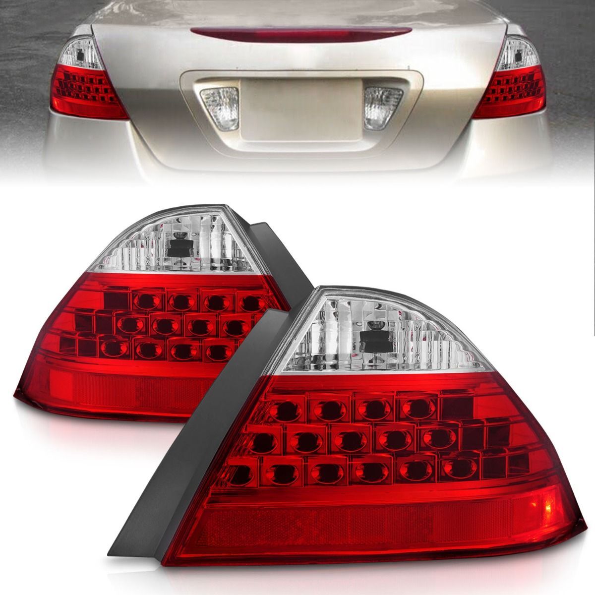 2006-2007 Honda Accord 4DR Anzo Tail Lights Red/Clear - 221143