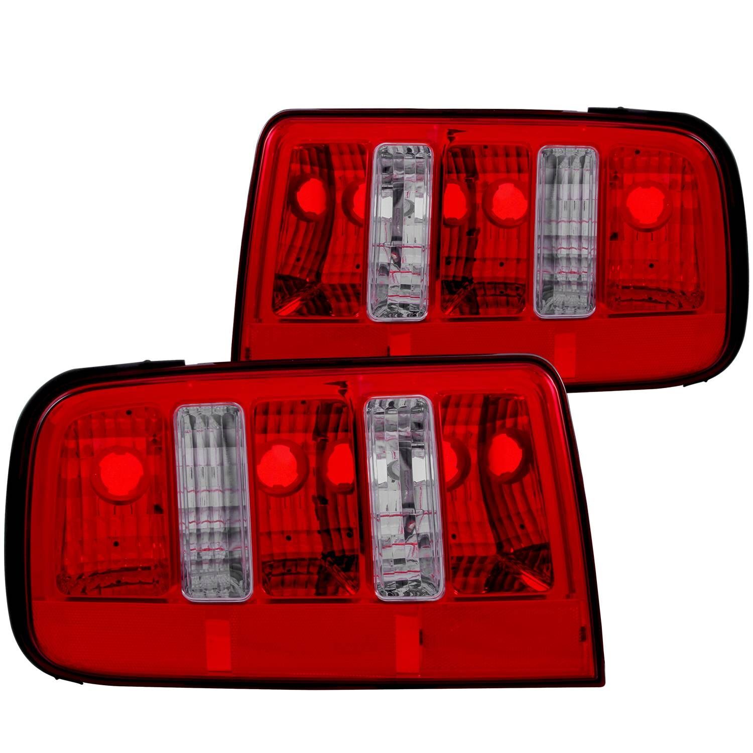 2005-2009 Ford Mustang Anzo Tail Lights Red/Clear - 2010 Style - 221166