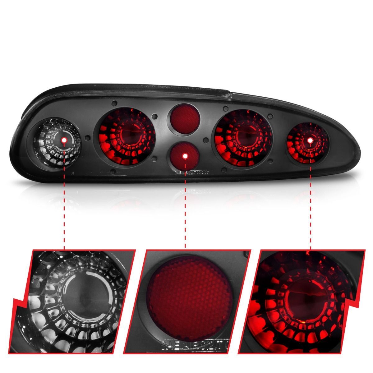 1993-2002 Chevrolet Camaro Anzo Tail Lights Dark Smoke