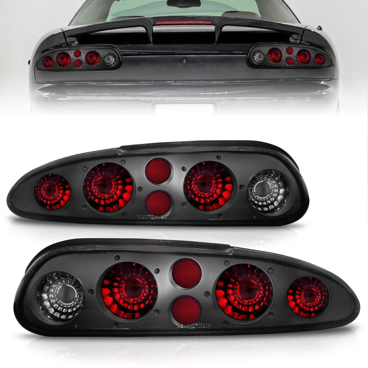 1993-2002 Chevrolet Camaro Anzo Tail Lights Dark Smoke - 221175