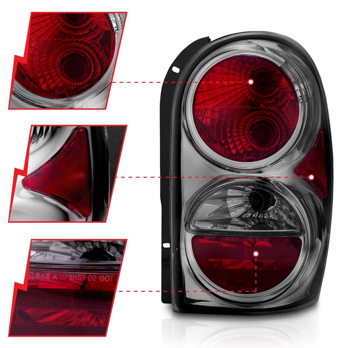 2002-2007 Jeep Liberty Anzo Tail Lights Smoke