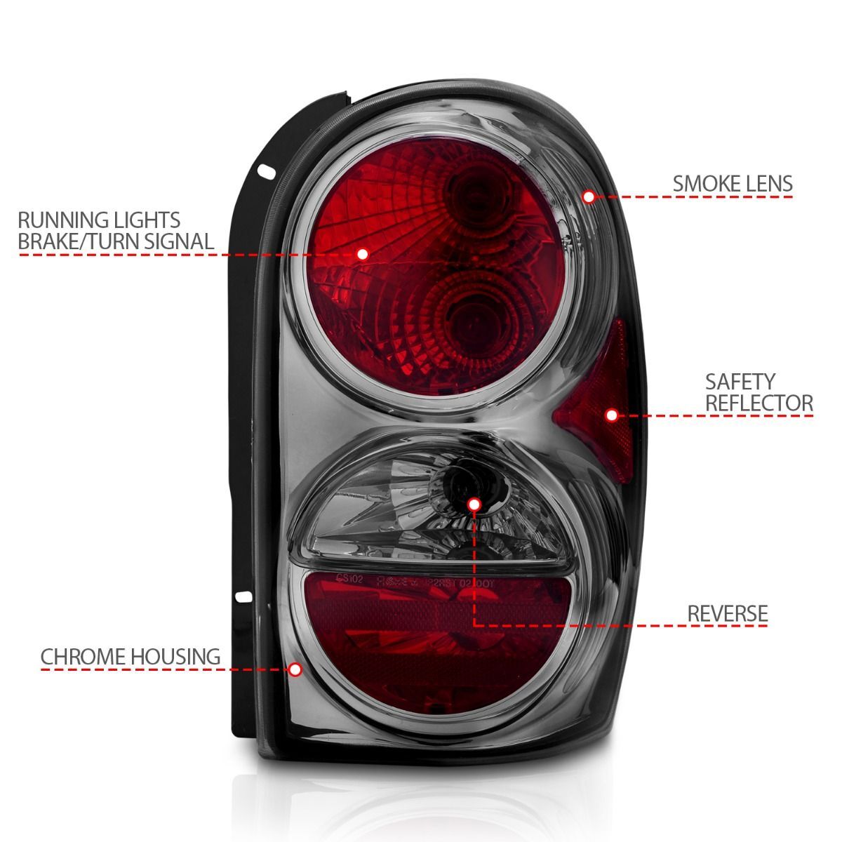 2002-2007 Jeep Liberty Anzo Tail Lights Smoke