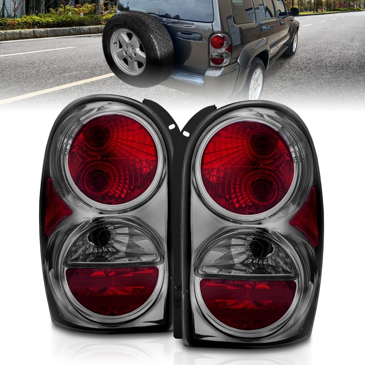 2002-2007 Jeep Liberty Anzo Tail Lights Smoke - 221195