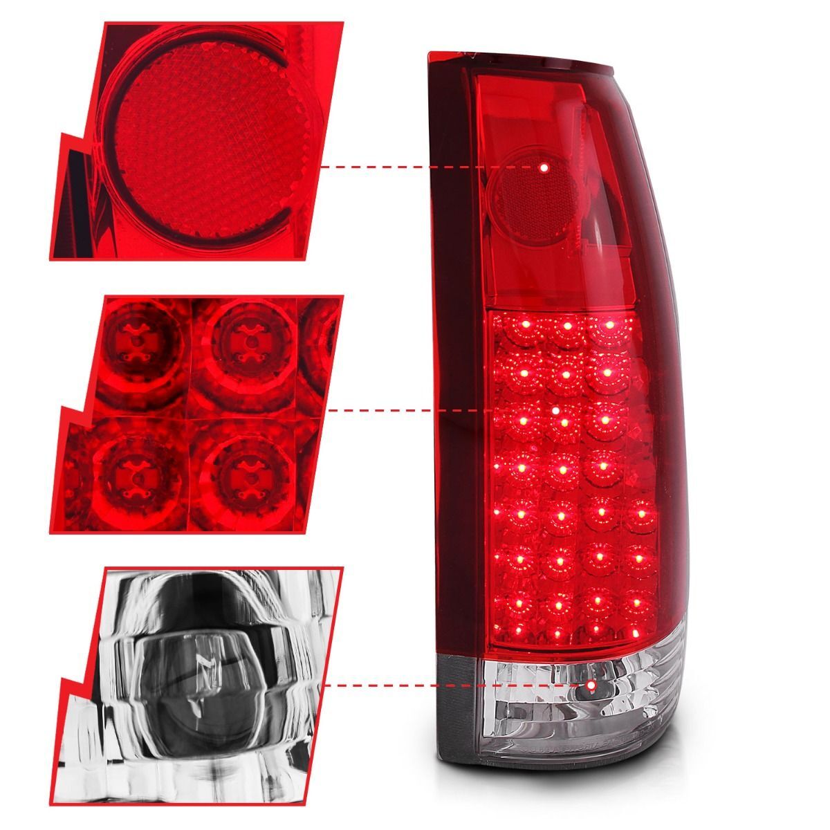 1988-2000 GMC Escalade Anzo LED Tail Lights Red Clear G2