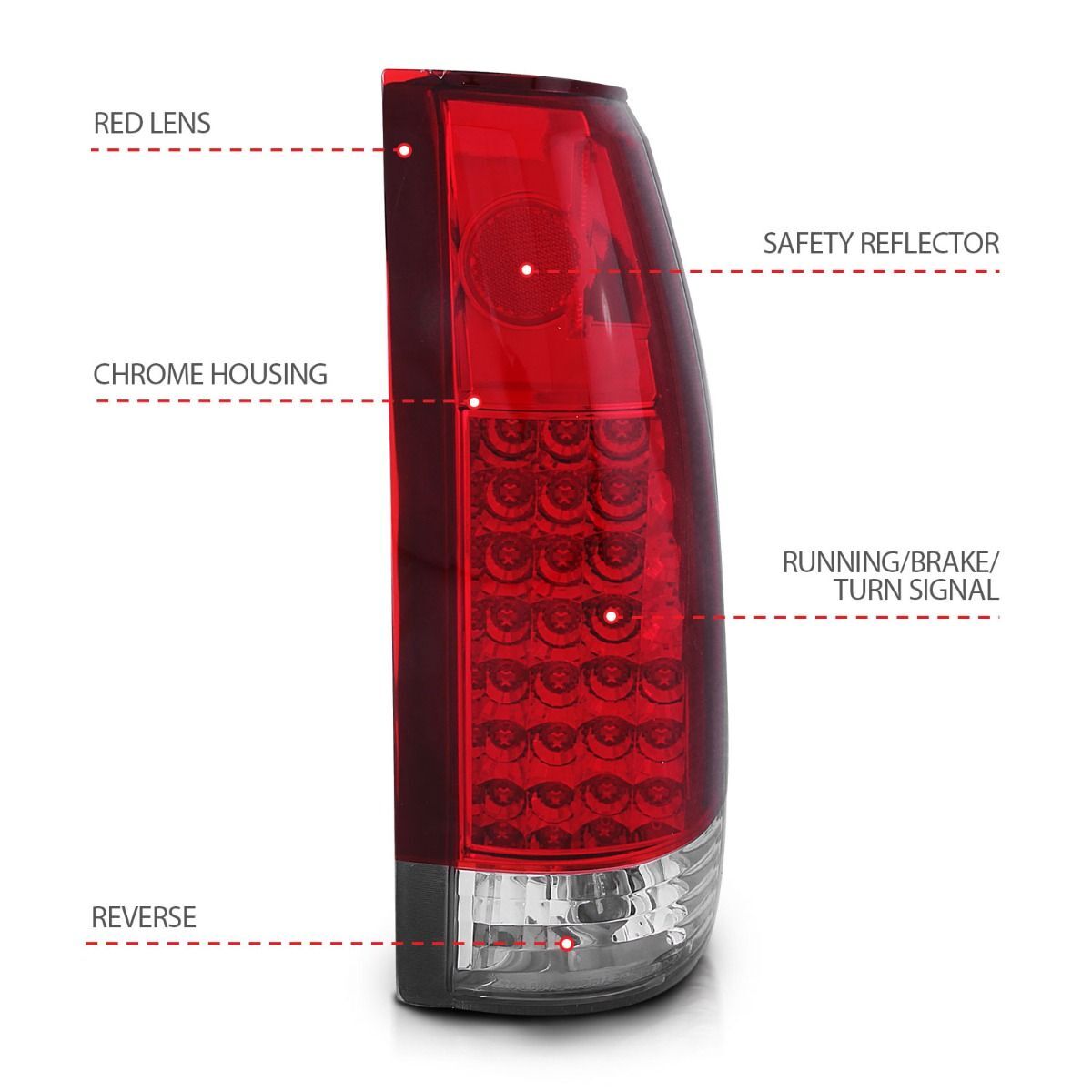 1988-2000 GMC Escalade Anzo LED Tail Lights Red Clear G2