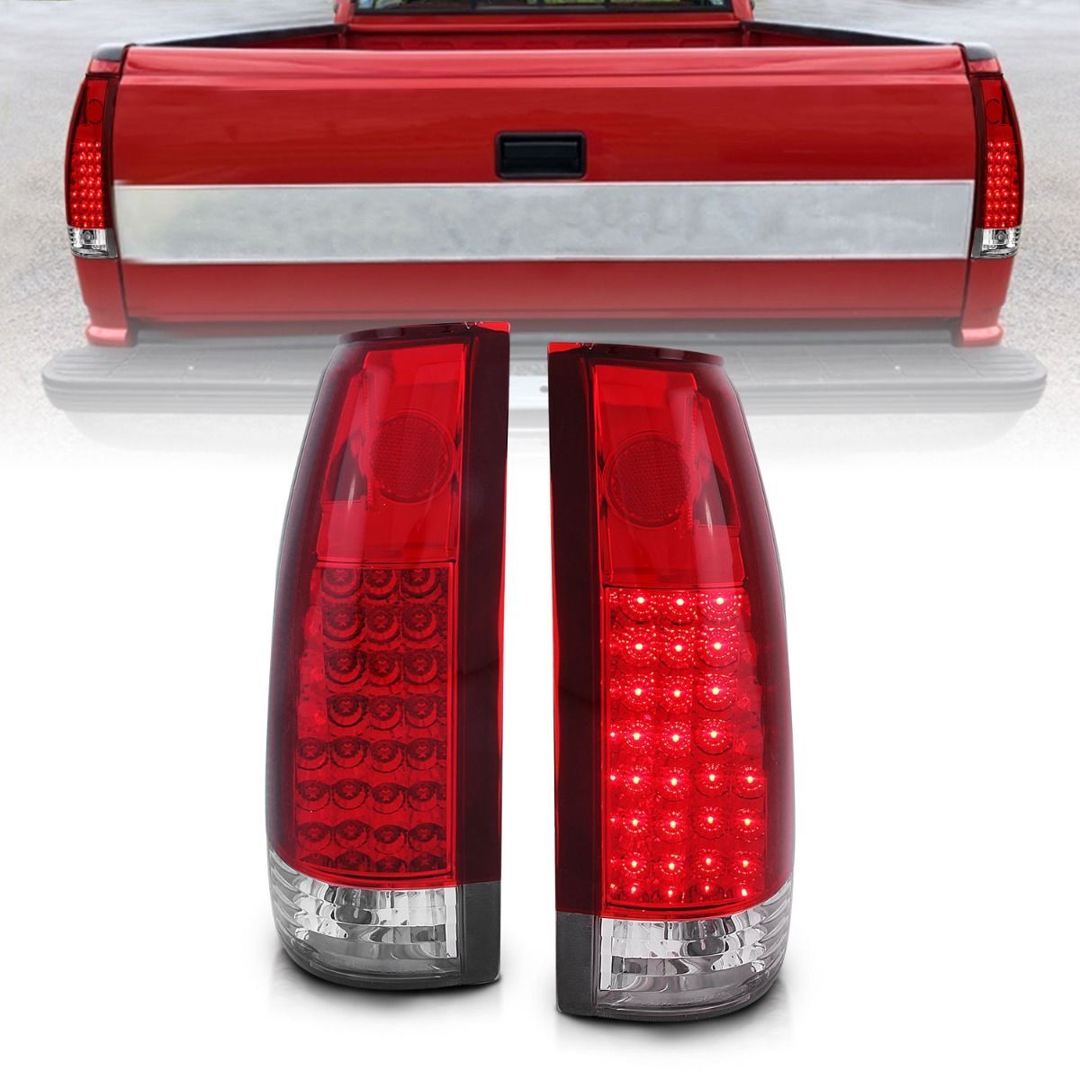 1988-2000 GMC Escalade Anzo LED Tail Lights Red Clear G2 - 311004