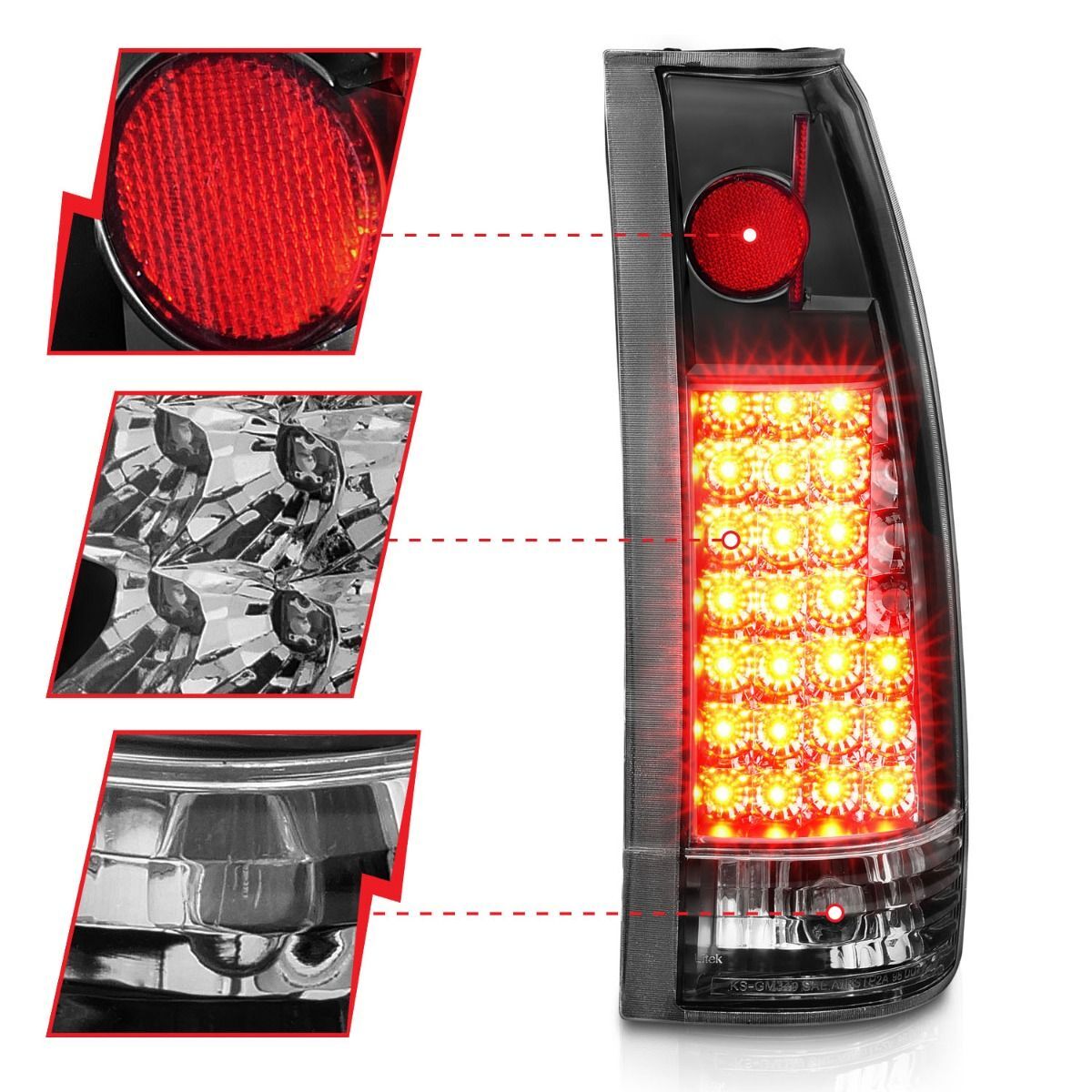 1988-2000 GMC Escalade Anzo LED Tail Lights Black
